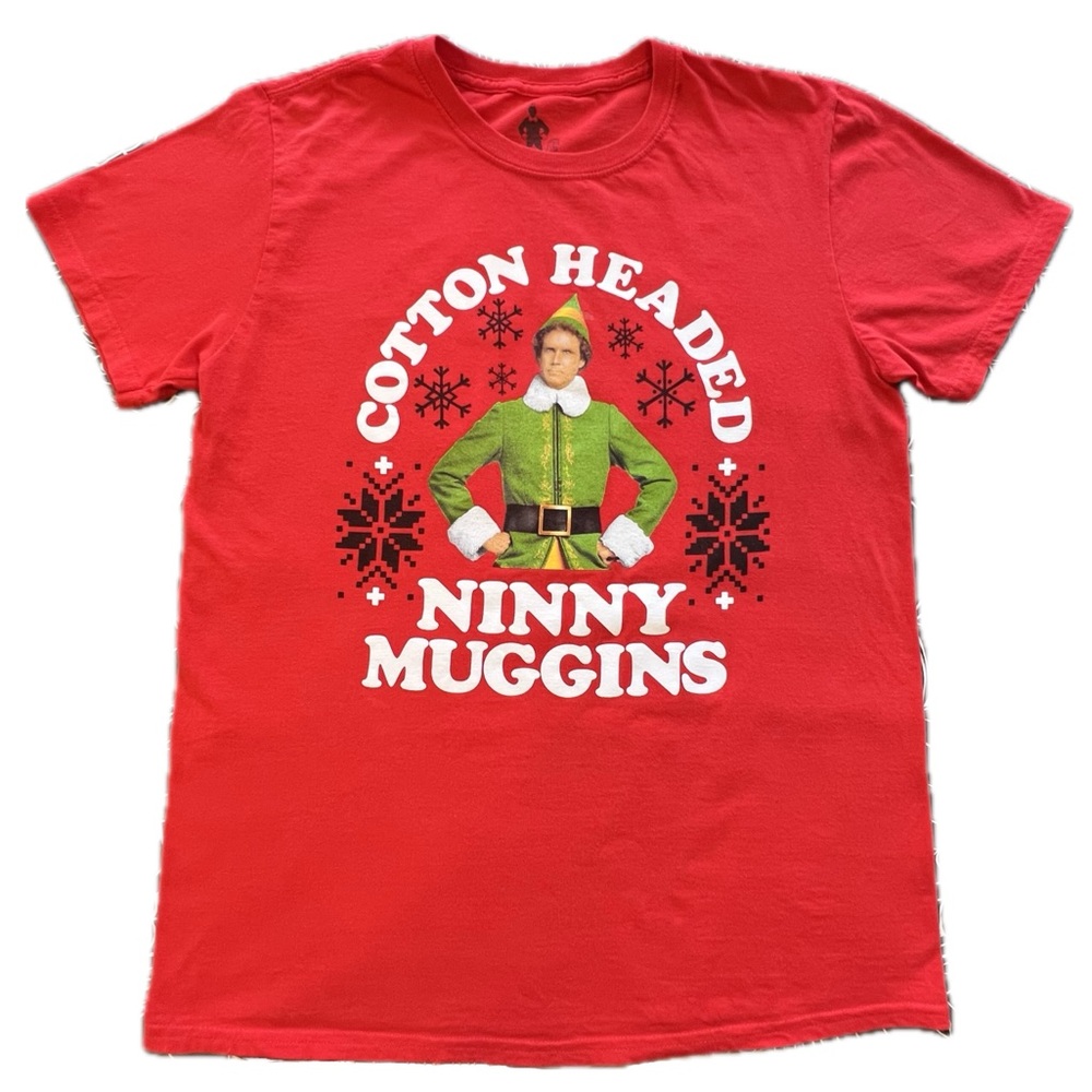 elf Graphic Christmas Tee Buddy Cotton Headed Ninny Muggins Holiday Red Medium M
